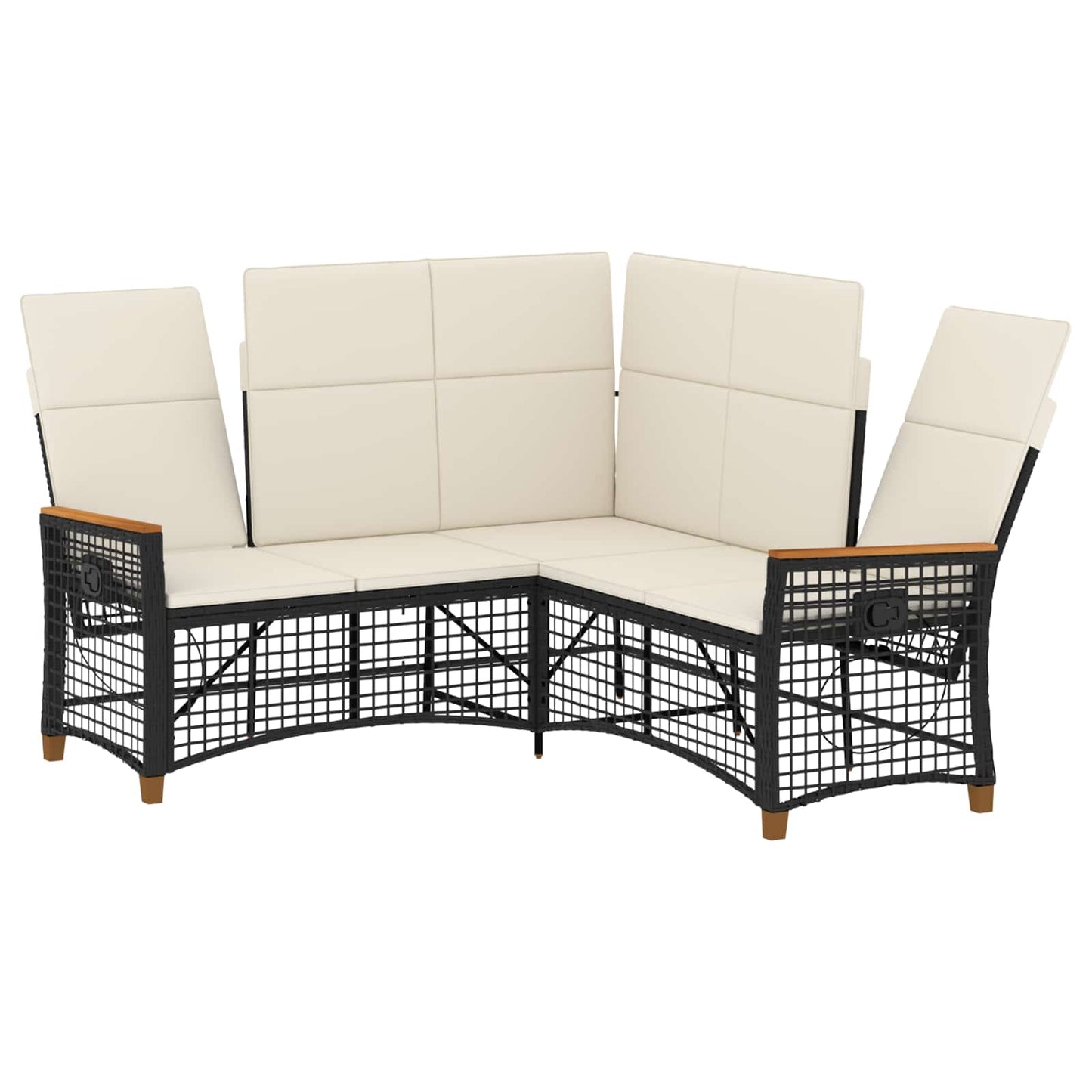 Tuin Ligbank Set Zwart en Cream Wit 164 x 164 x 112 cm