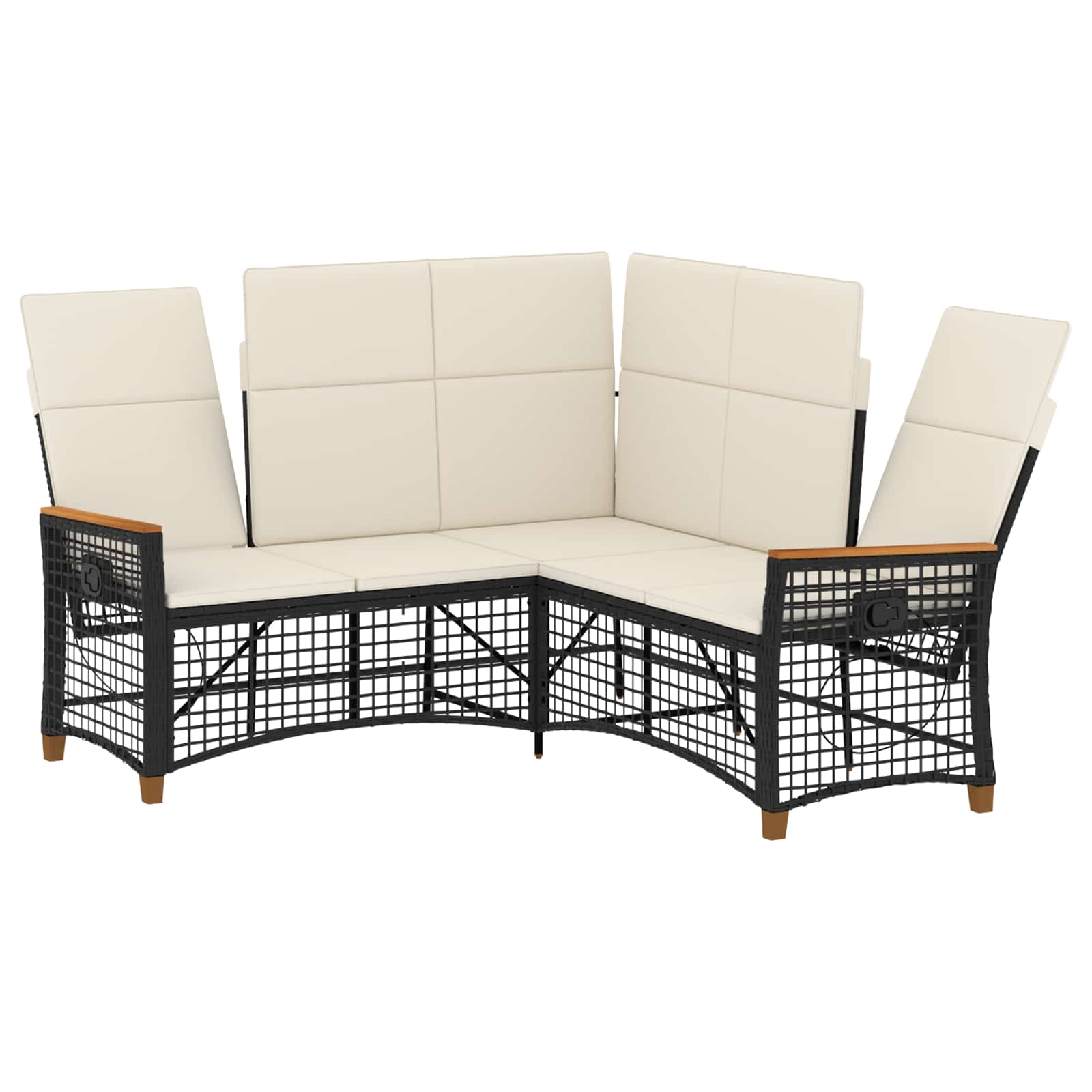 Tuin Ligbank Set Zwart en Cream Wit 164 x 164 x 112 cm