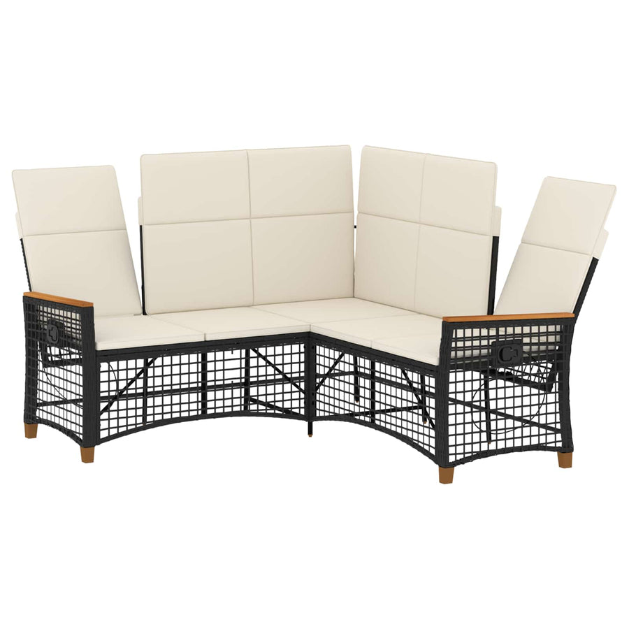 Tuin Ligbank Set Zwart en Cream Wit 164 x 164 x 112 cm