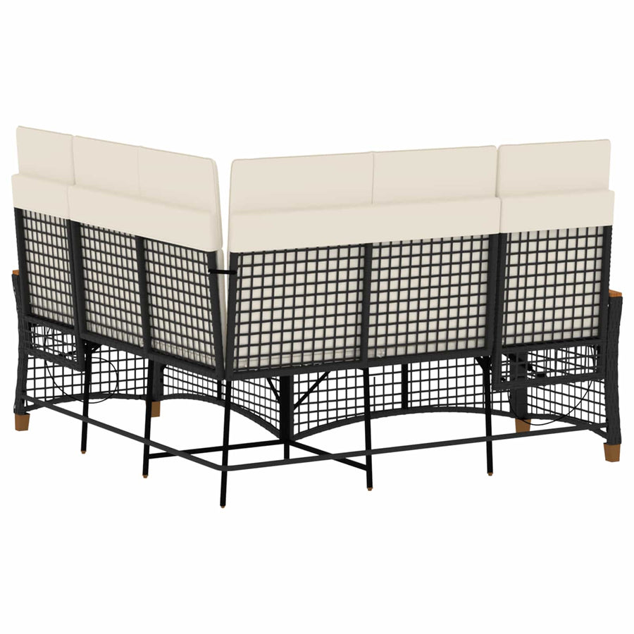 Tuin Ligbank Set Zwart en Cream Wit 164 x 164 x 112 cm