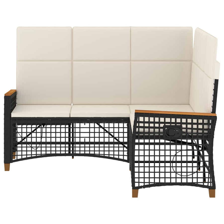 Tuin Ligbank Set Zwart en Cream Wit 164 x 164 x 112 cm