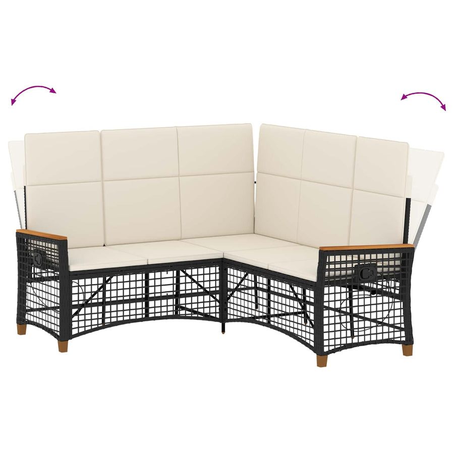 Tuin Ligbank Set Zwart en Cream Wit 164 x 164 x 112 cm