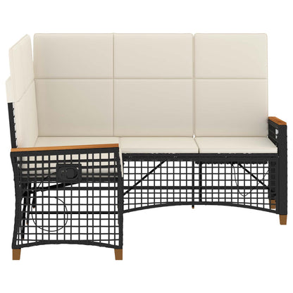 Tuin Ligbank Set Zwart en Cream Wit 164 x 164 x 112 cm