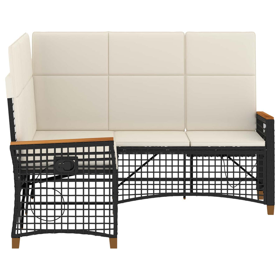 Tuin Ligbank Set Zwart en Cream Wit 164 x 164 x 112 cm