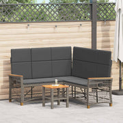 Tuin ligbank set grijs 164x164x112 cm