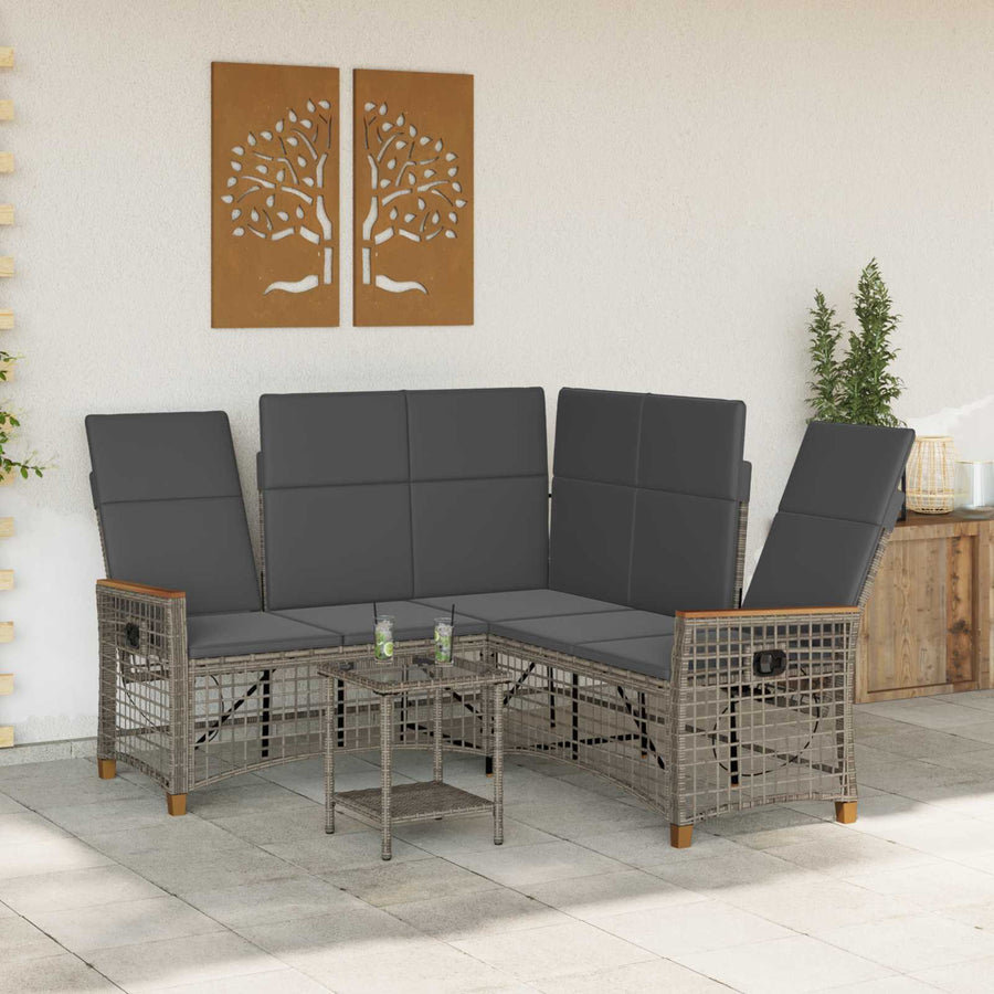 Tuin Ligbank Set Grijs en Donkergrijs 164 x 164 x 112 cm