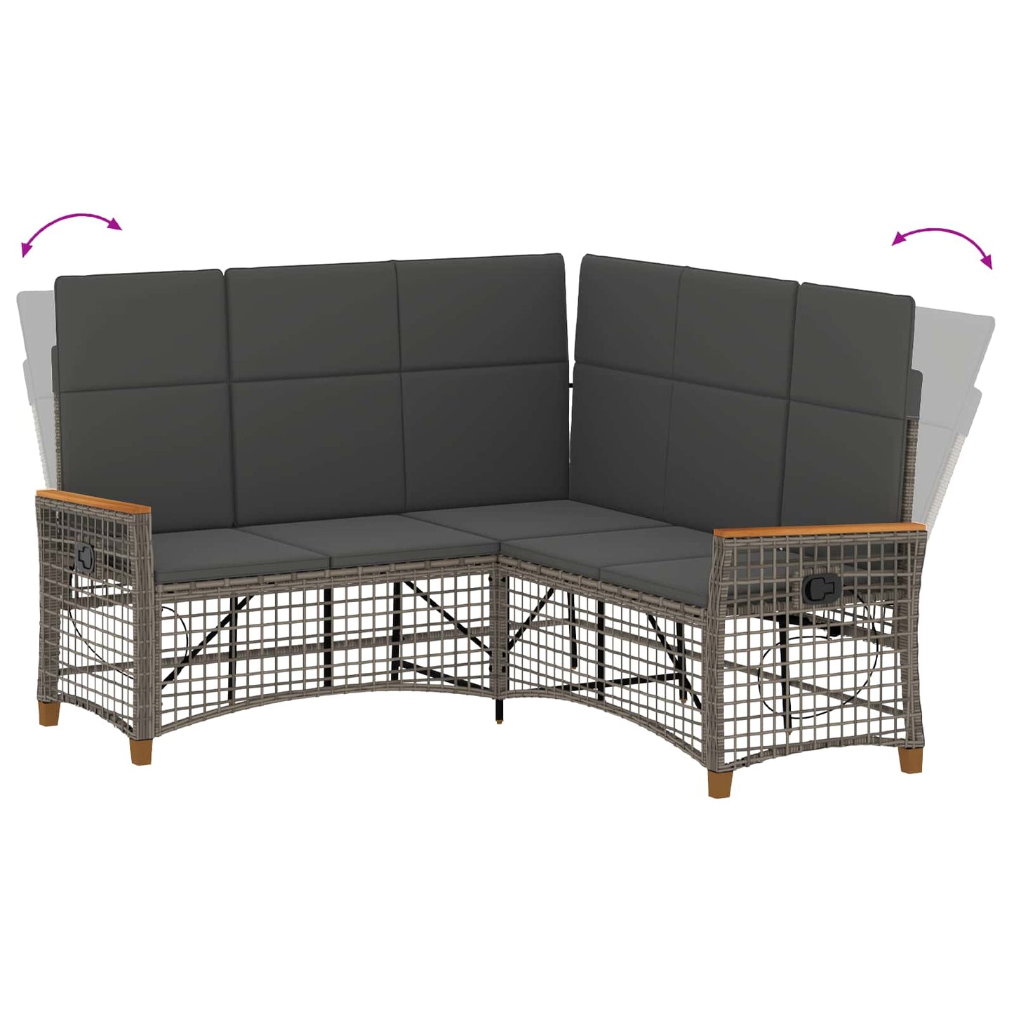 Tuin Ligbank Set Grijs en Donkergrijs 164 x 164 x 112 cm