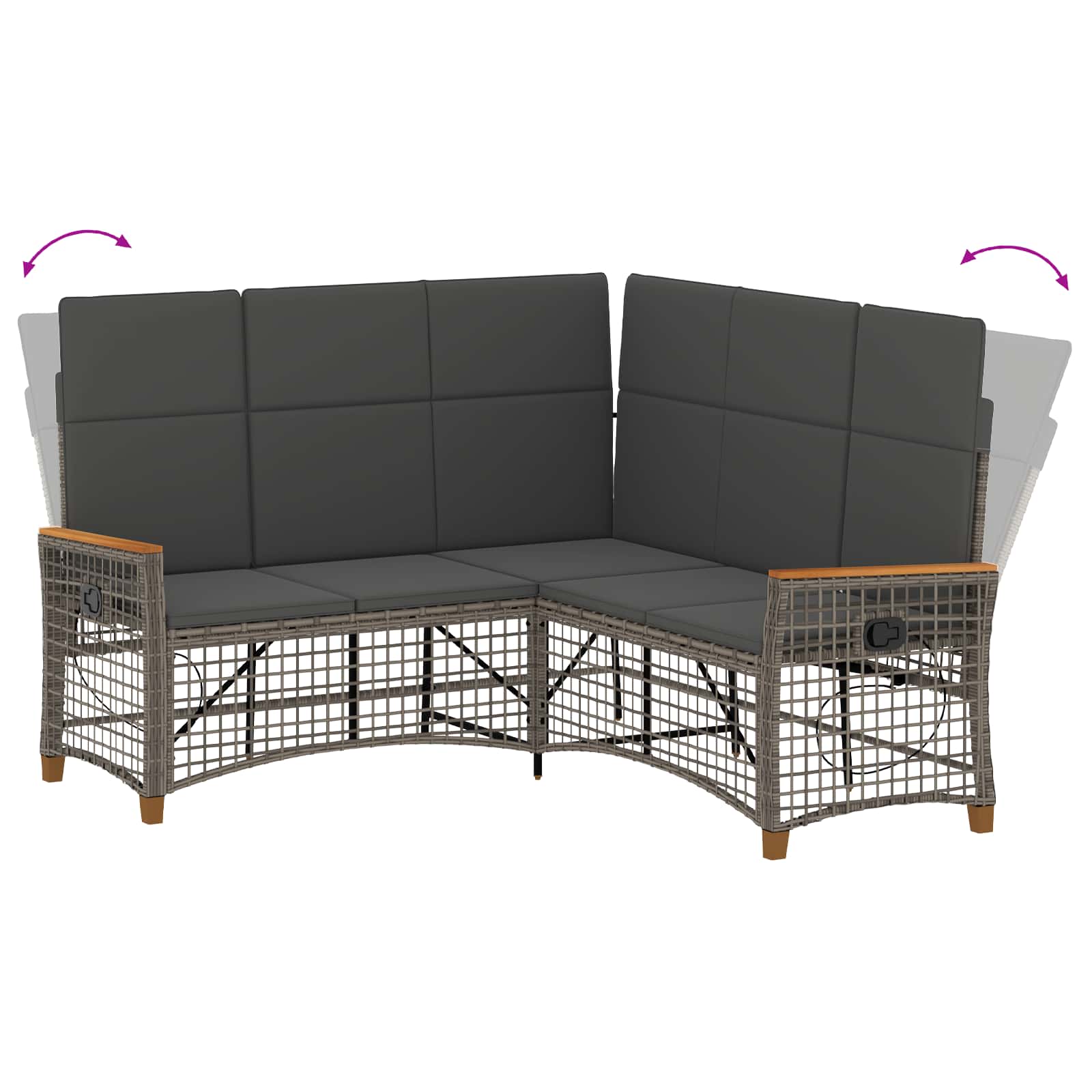 Tuin Ligbank Set Grijs en Donkergrijs 164 x 164 x 112 cm