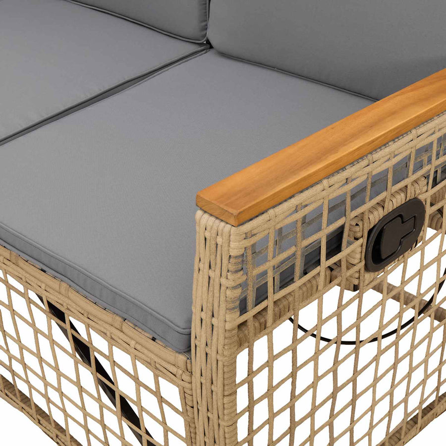 Tuin Ligbank Set Beige en Licht Grijs 164 x 164 x 112 cm