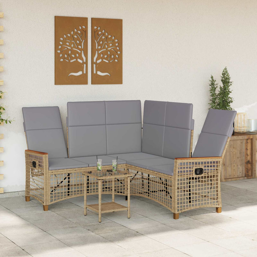 Tuin Ligbank Set Beige en Licht Grijs 164 x 164 x 112 cm
