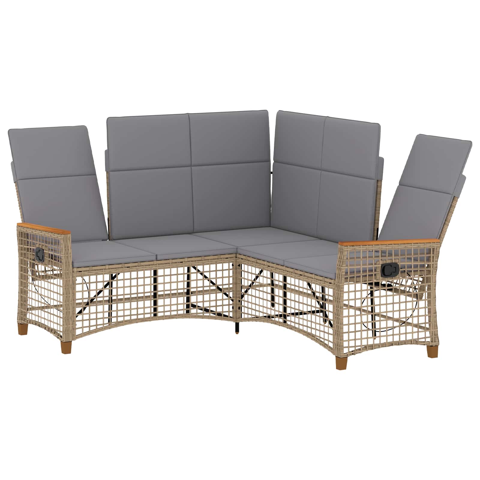 Tuin Ligbank Set Beige en Licht Grijs 164 x 164 x 112 cm