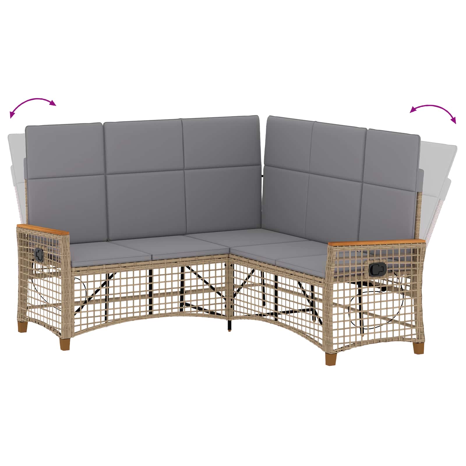 Tuin Ligbank Set Beige en Licht Grijs 164 x 164 x 112 cm