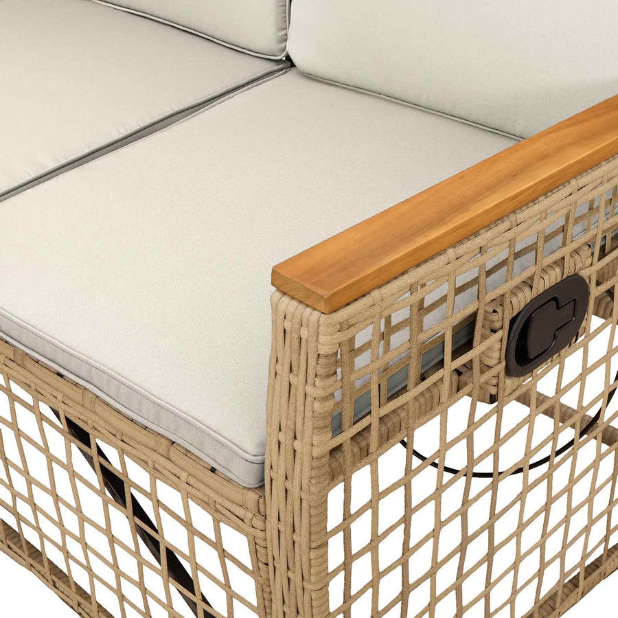 Tuin ligbankset Beige en Crème Wit 164 x 164 x 112 cm