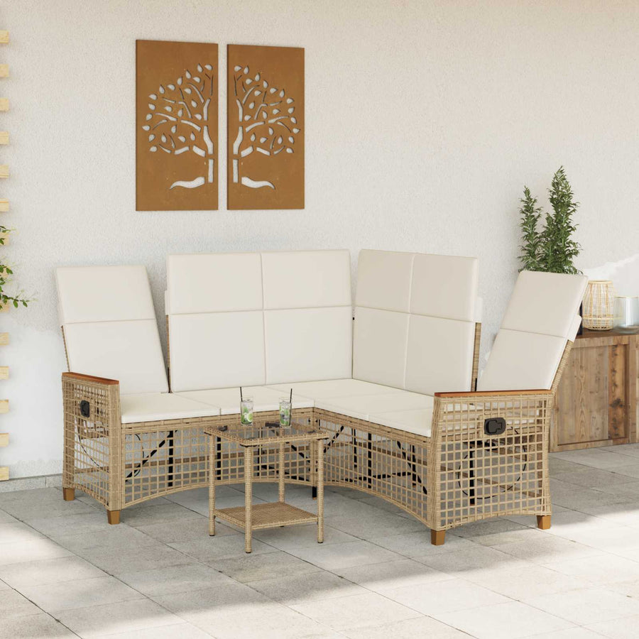 Tuin ligbankset Beige en Crème Wit 164 x 164 x 112 cm