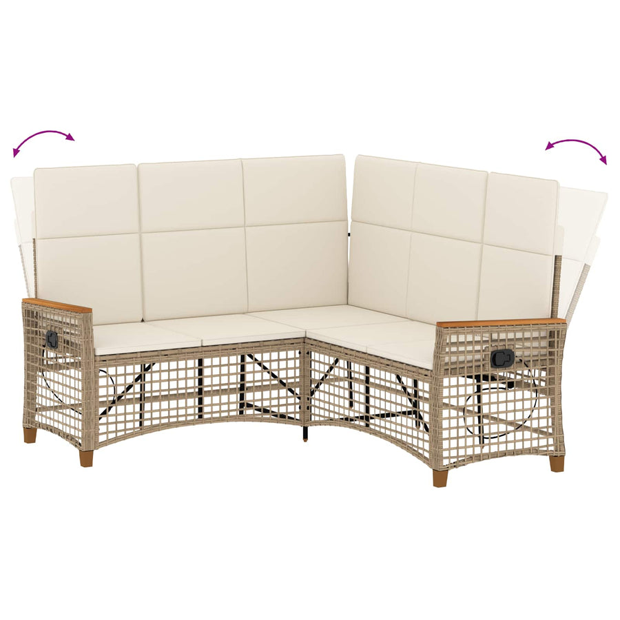 Tuin ligbankset Beige en Crème Wit 164 x 164 x 112 cm