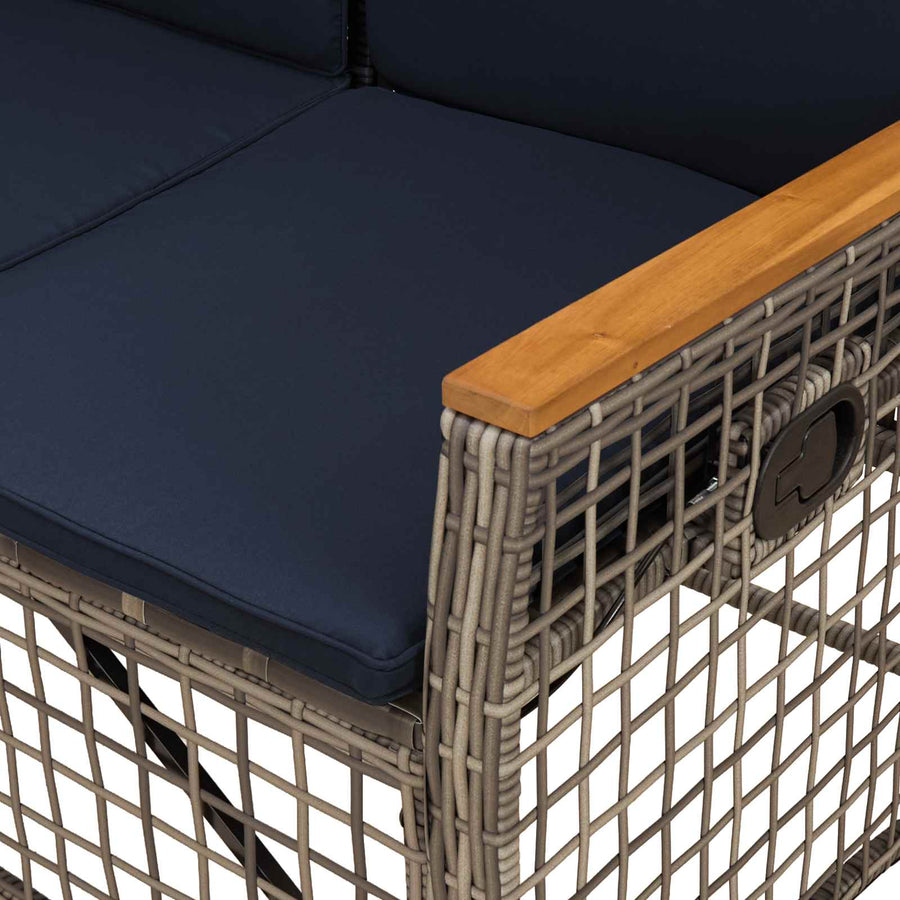 Tuin ligbankset Grijs en Marineblauw 164 x 164 x 112 cm