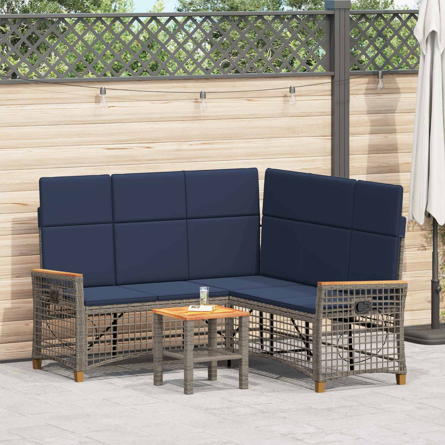 Tuin ligbankset Grijs en Marineblauw 164 x 164 x 112 cm