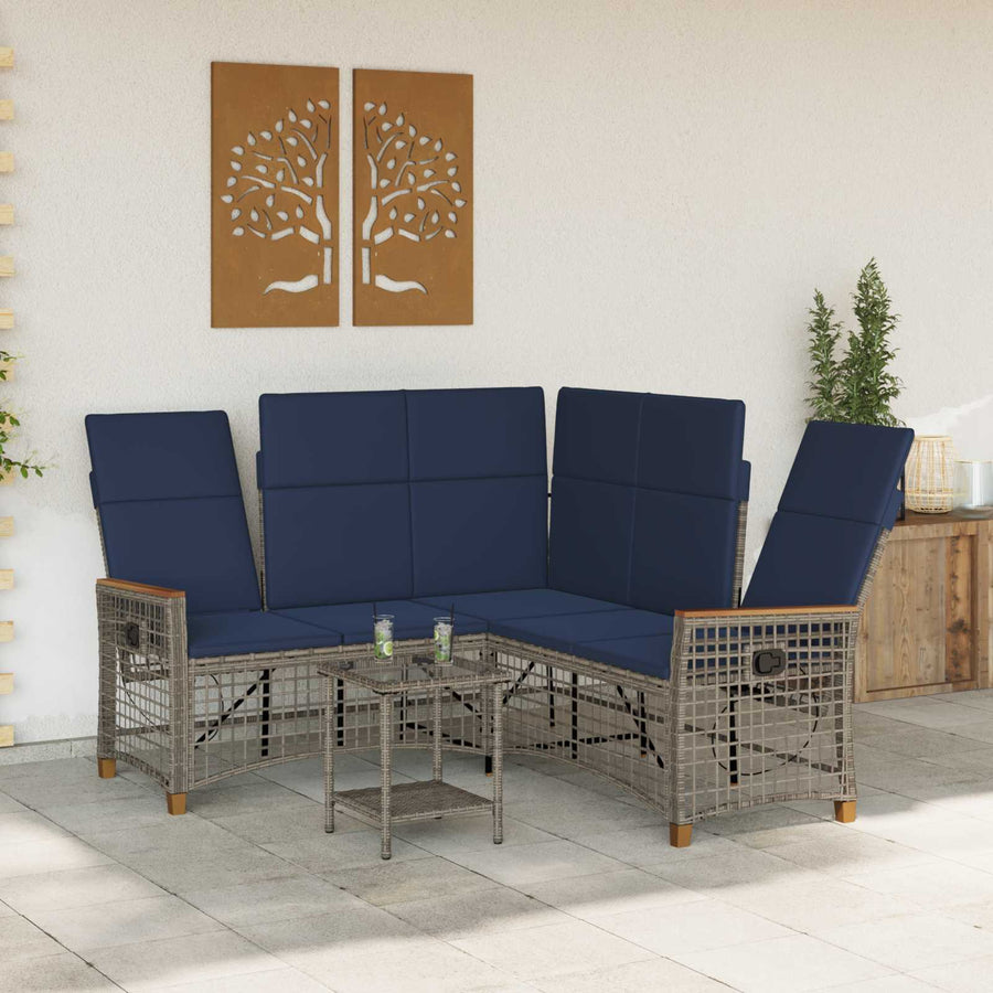 Tuin ligbankset Grijs en Marineblauw 164 x 164 x 112 cm
