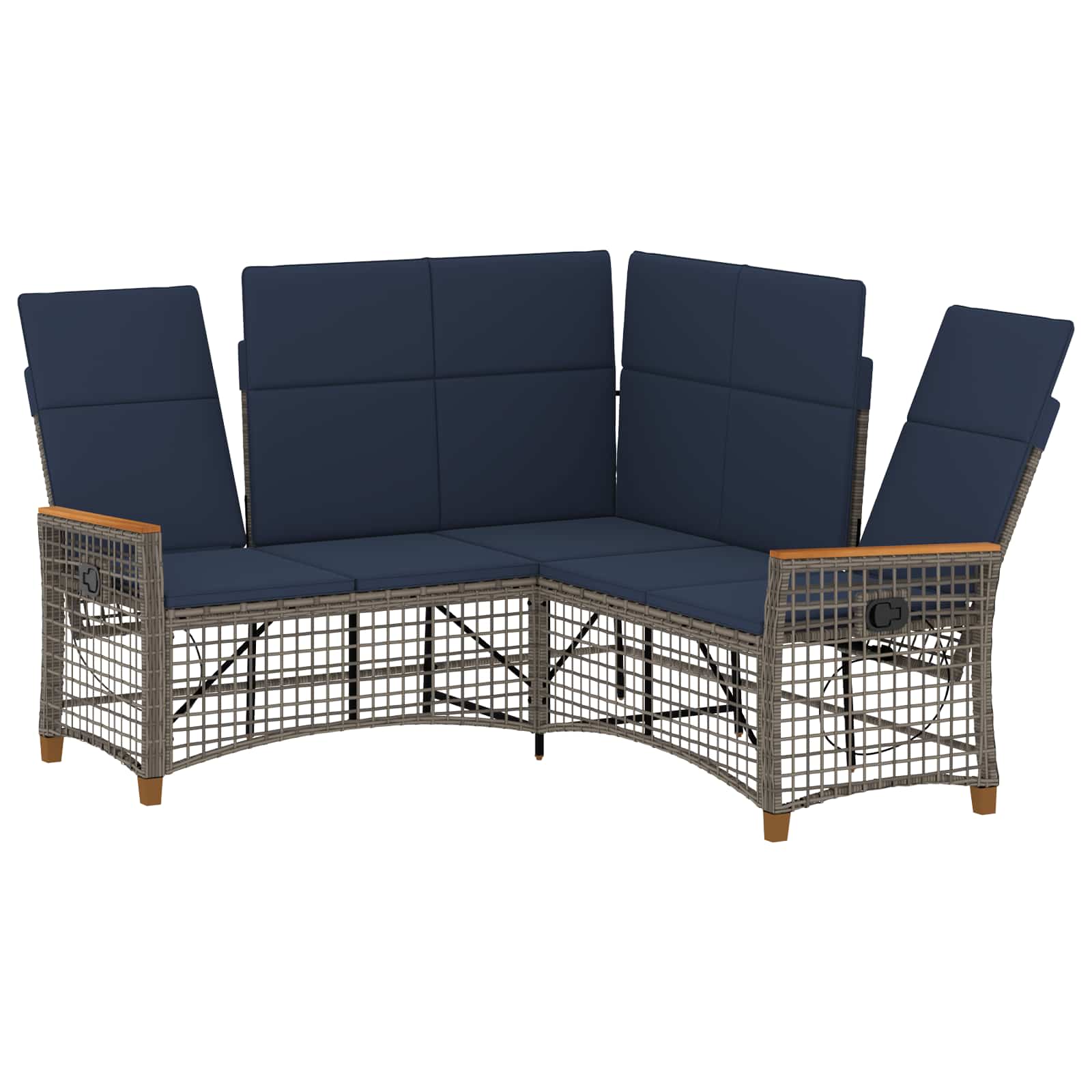 Tuin ligbankset Grijs en Marineblauw 164 x 164 x 112 cm