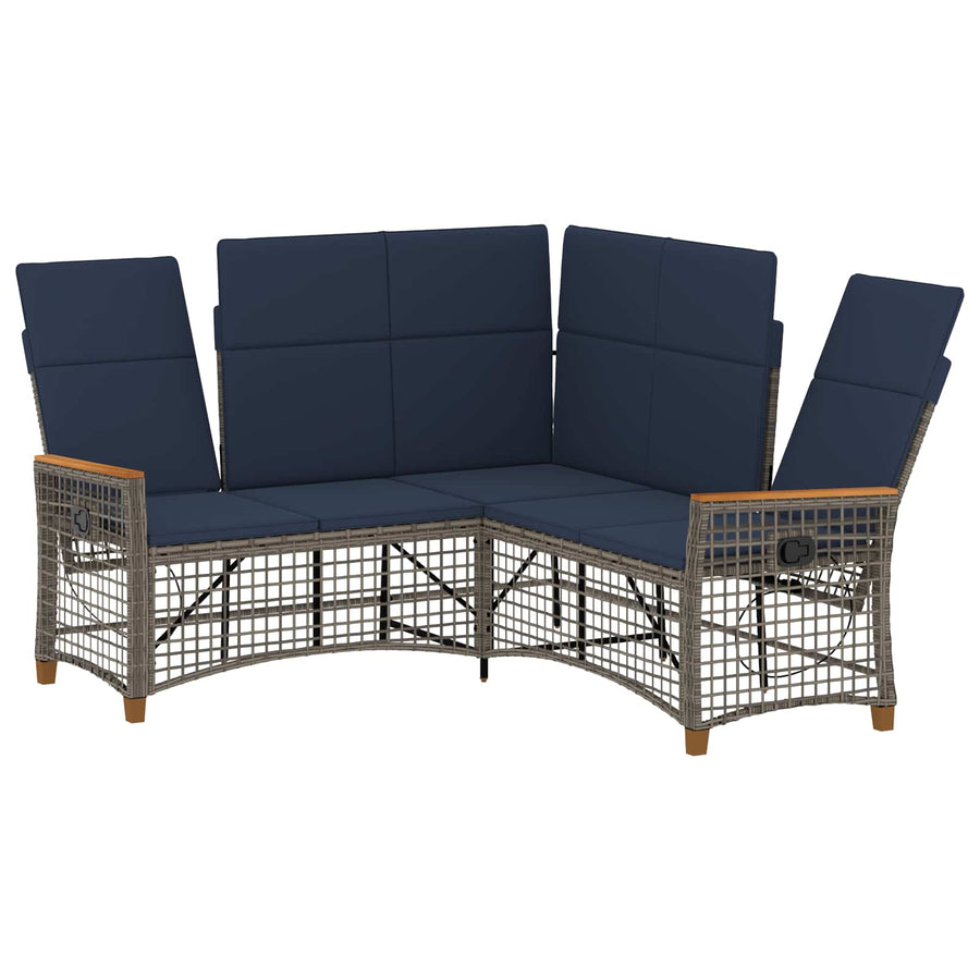 Tuin ligbankset Grijs en Marineblauw 164 x 164 x 112 cm