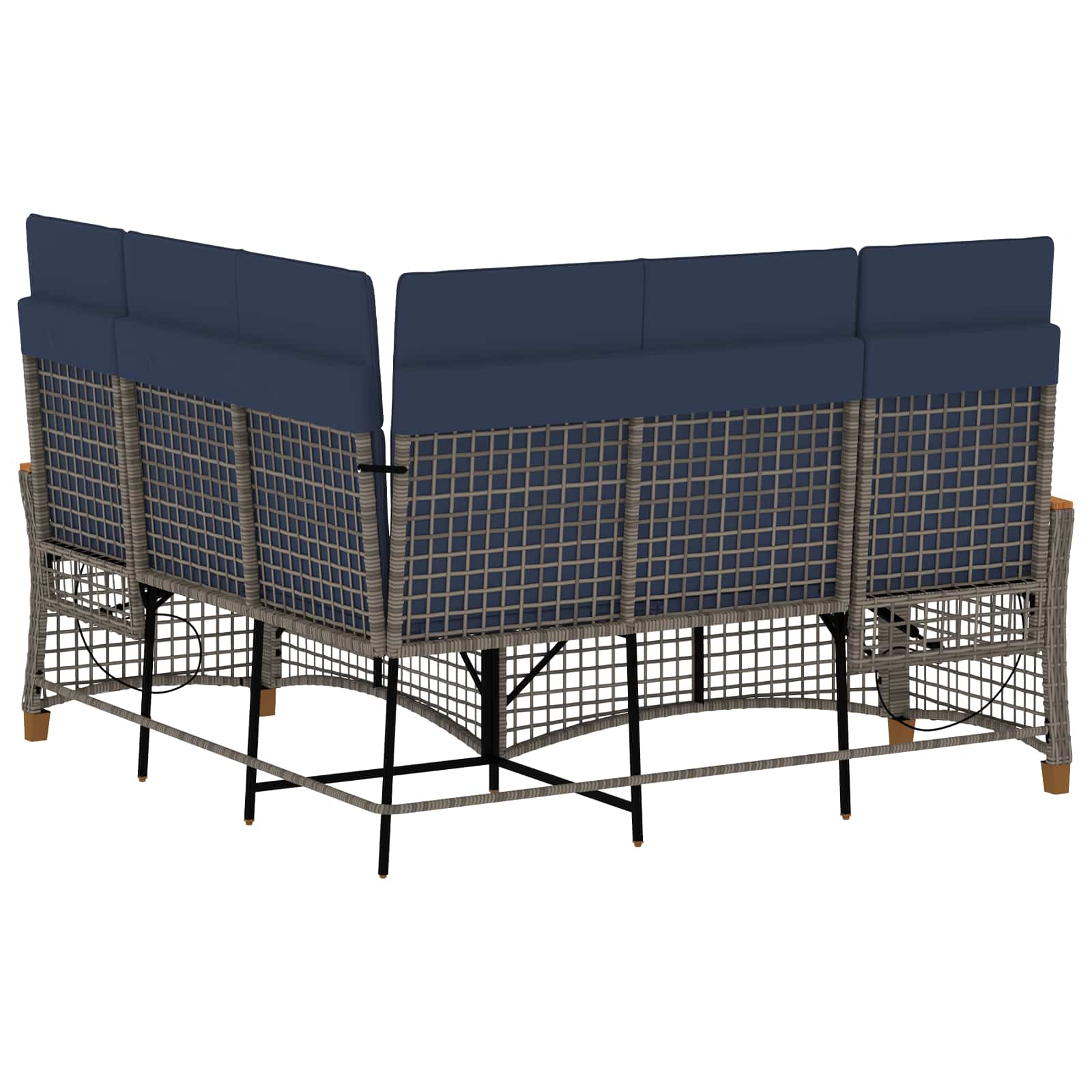 Tuin ligbankset Grijs en Marineblauw 164 x 164 x 112 cm