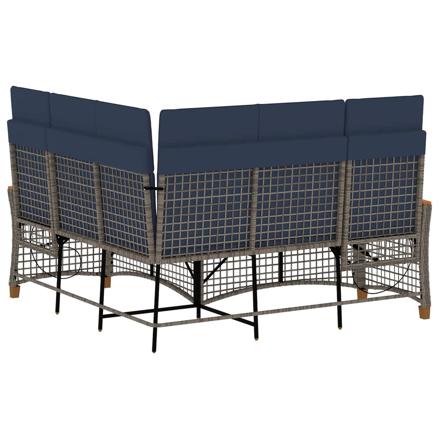 Tuin ligbankset Grijs en Marineblauw 164 x 164 x 112 cm