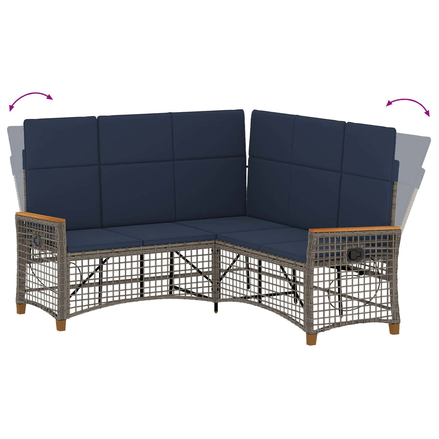 Tuin ligbankset Grijs en Marineblauw 164 x 164 x 112 cm