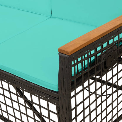 Tuin ligbankset Zwart en Turquoise 164 x 164 x 112 cm