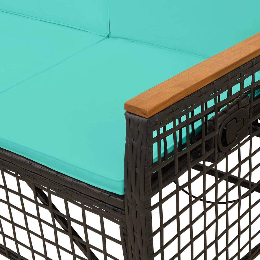 Tuin ligbankset Zwart en Turquoise 164 x 164 x 112 cm