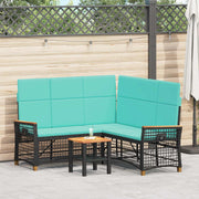 Tuin ligbankset zwart turquoise 164x164x112 cm