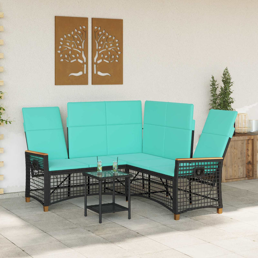 Tuin ligbankset Zwart en Turquoise 164 x 164 x 112 cm
