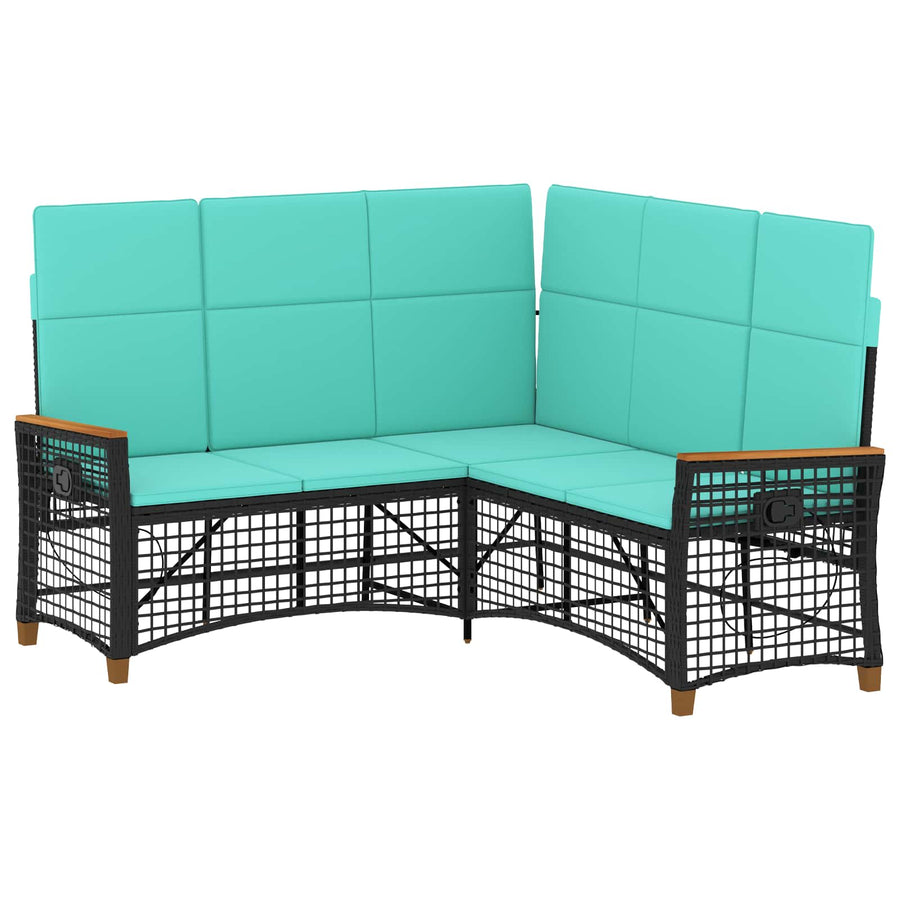 Tuin ligbankset Zwart en Turquoise 164 x 164 x 112 cm