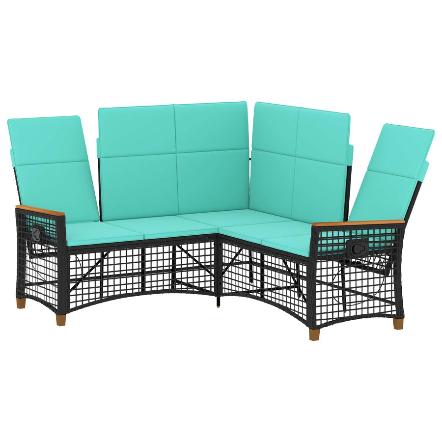 Tuin ligbankset Zwart en Turquoise 164 x 164 x 112 cm