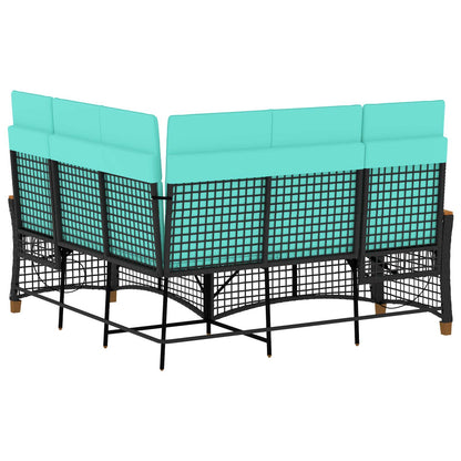 Tuin ligbankset Zwart en Turquoise 164 x 164 x 112 cm