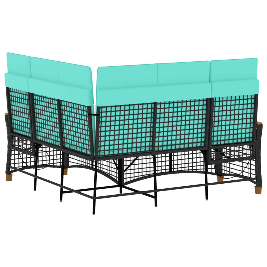 Tuin ligbankset Zwart en Turquoise 164 x 164 x 112 cm