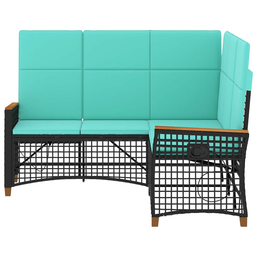 Tuin ligbankset Zwart en Turquoise 164 x 164 x 112 cm
