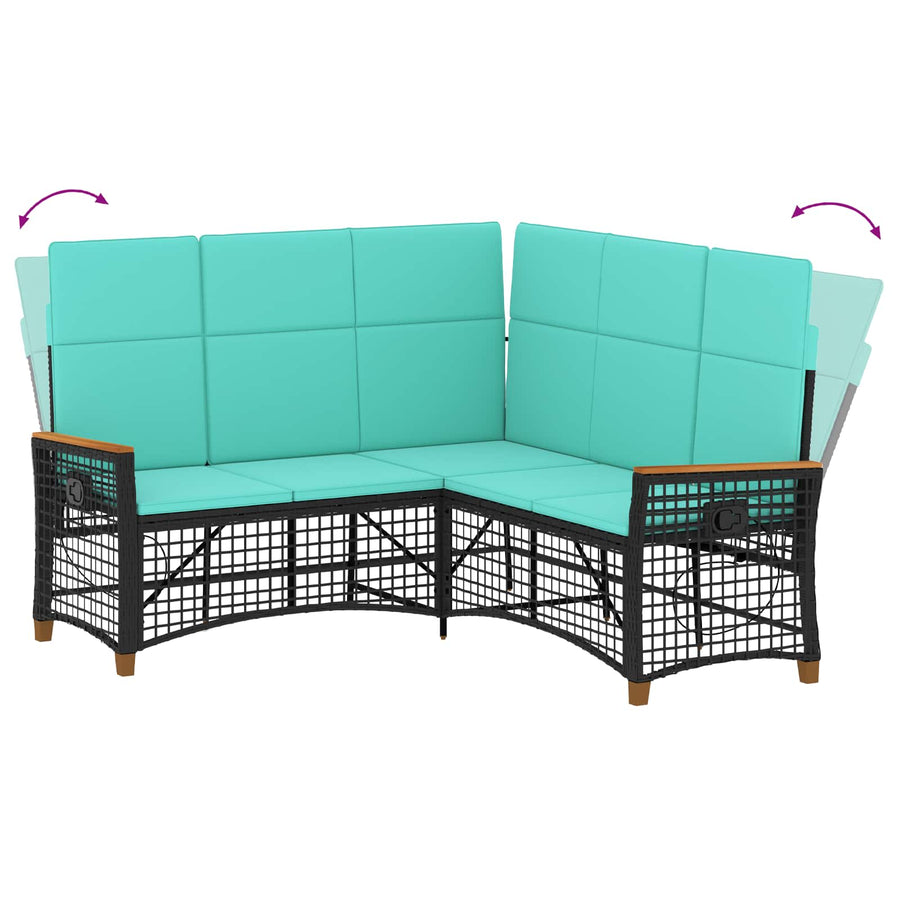 Tuin ligbankset Zwart en Turquoise 164 x 164 x 112 cm