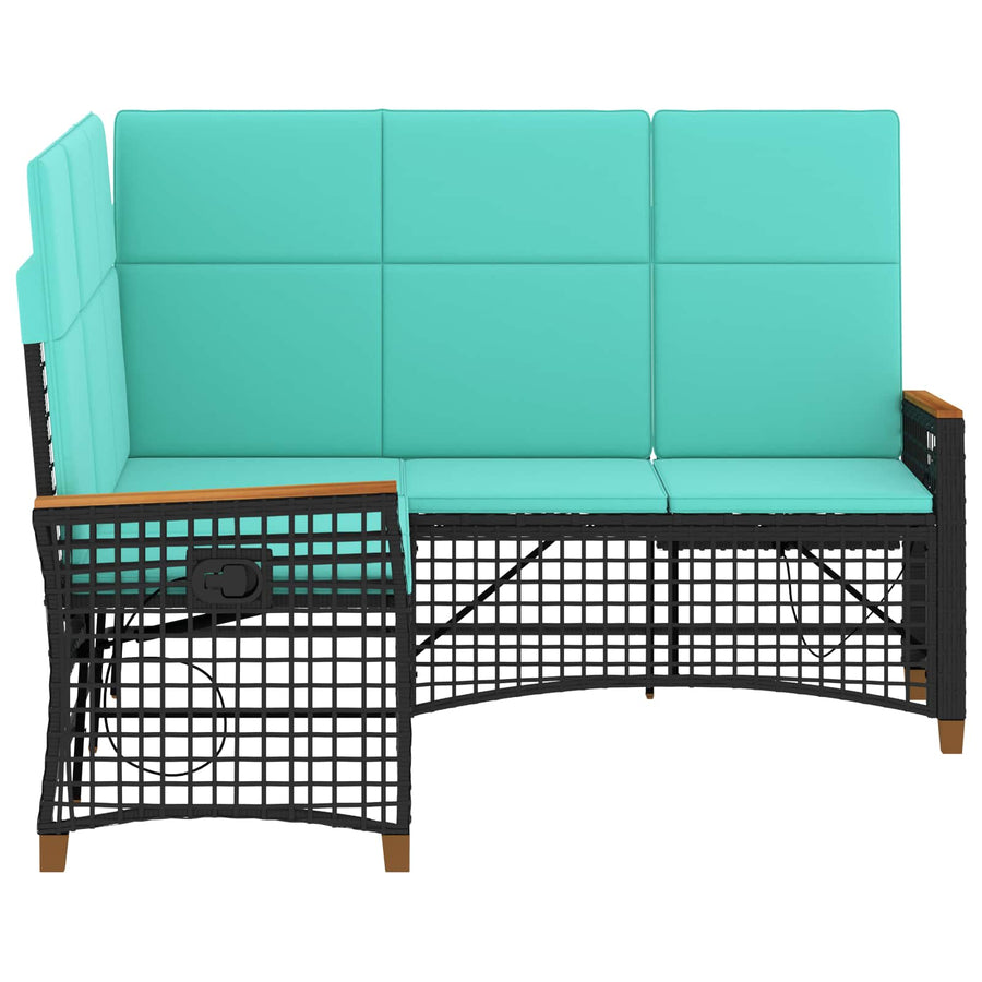 Tuin ligbankset Zwart en Turquoise 164 x 164 x 112 cm