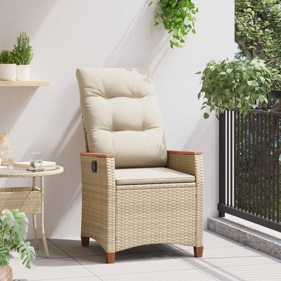 Verstelbare tuinstoel Beige en Crème 64 x 57,5 x 112 cm