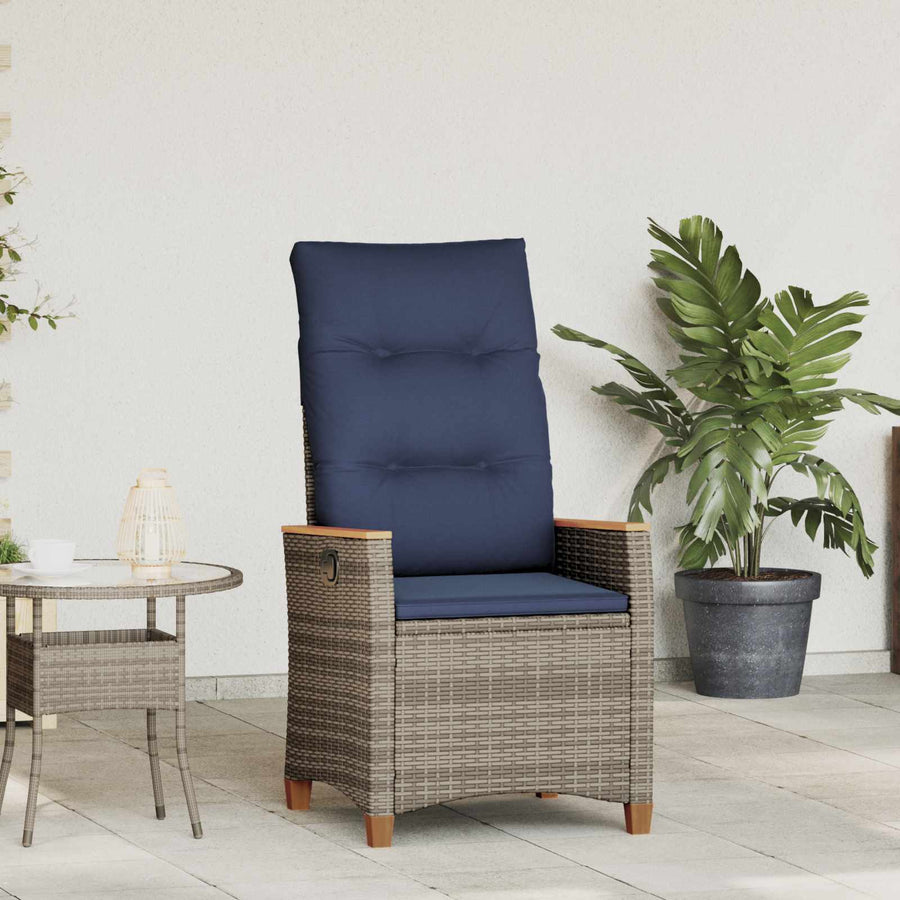 Verstelbare tuinstoel Grijs en Marineblauw 64 x 57,5 x 112 cm