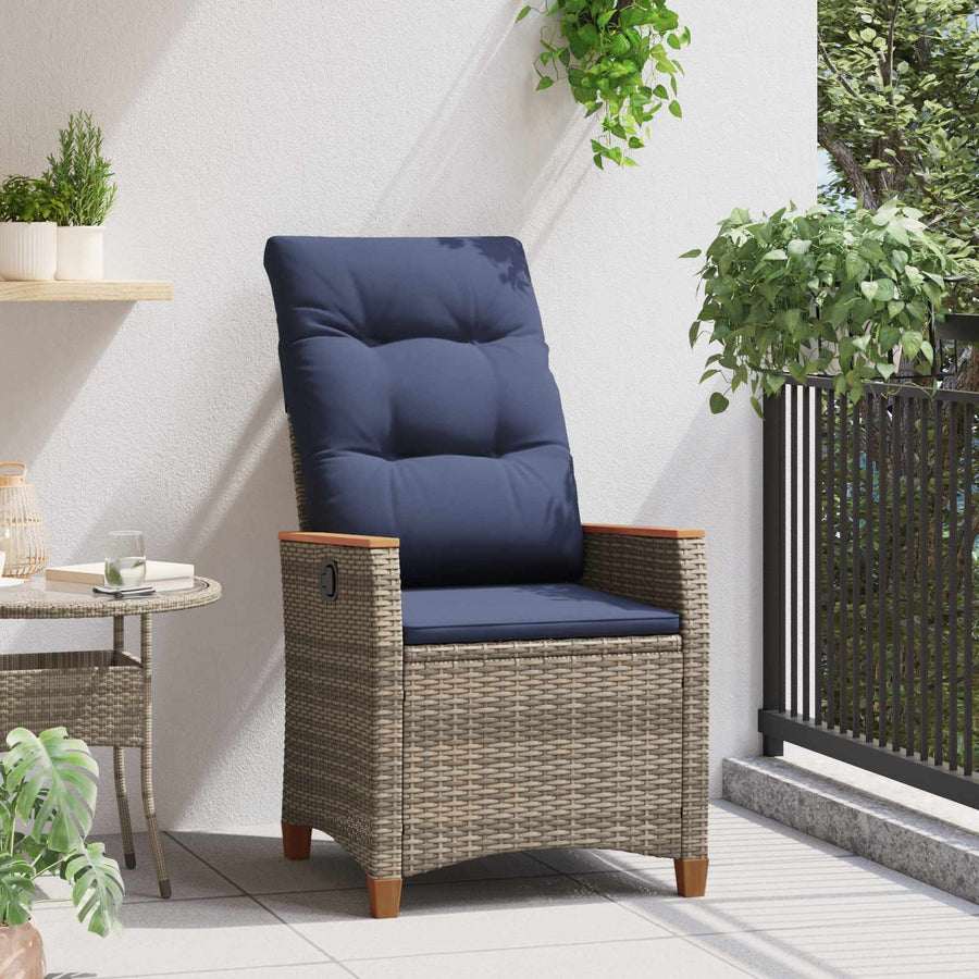 Verstelbare tuinstoel Grijs en Marineblauw 64 x 57,5 x 112 cm