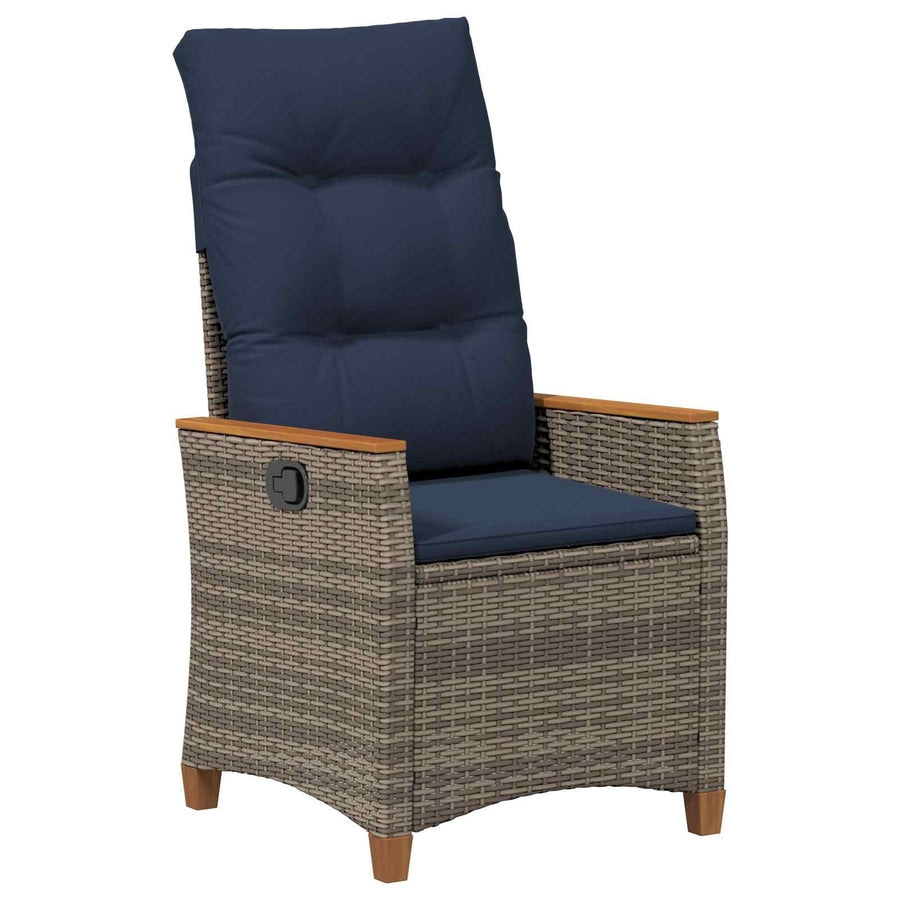 Verstelbare tuinstoel Grijs en Marineblauw 64 x 57,5 x 112 cm