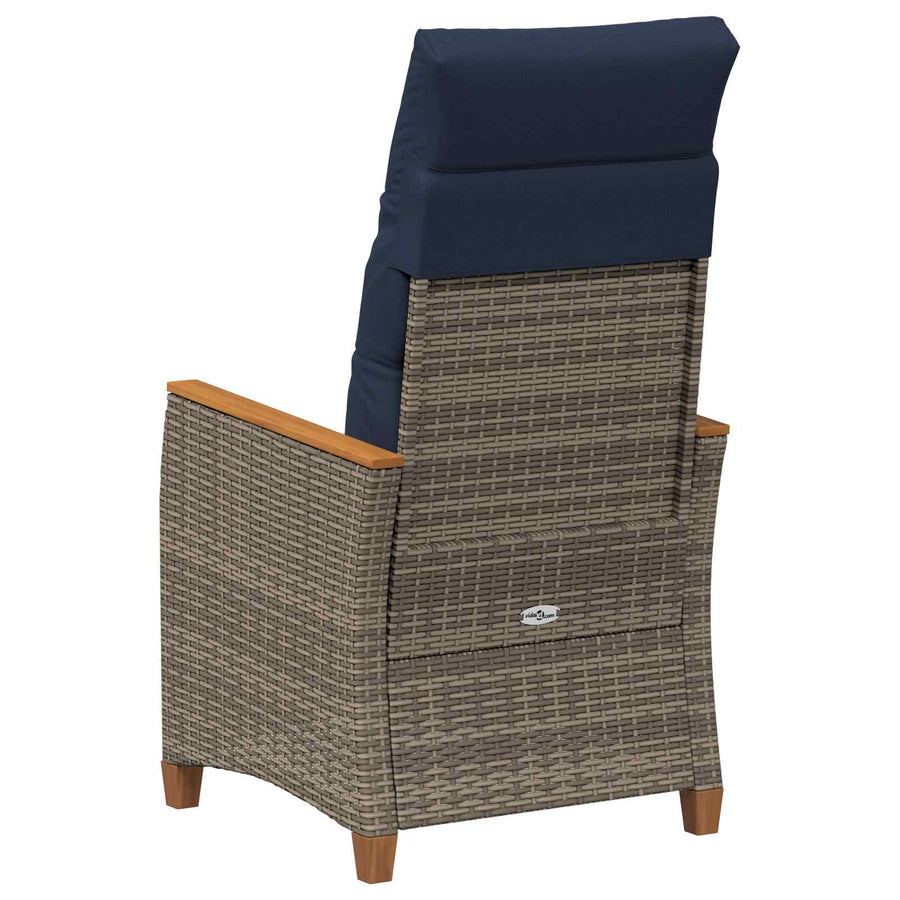 Verstelbare tuinstoel Grijs en Marineblauw 64 x 57,5 x 112 cm