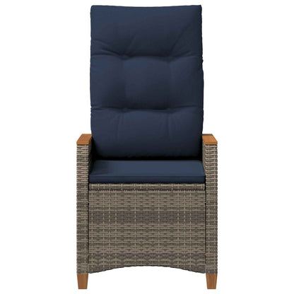 Verstelbare tuinstoel Grijs en Marineblauw 64 x 57,5 x 112 cm