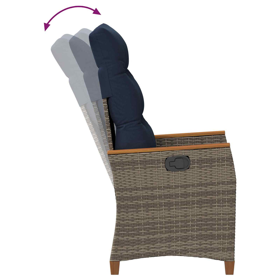 Verstelbare tuinstoel Grijs en Marineblauw 64 x 57,5 x 112 cm