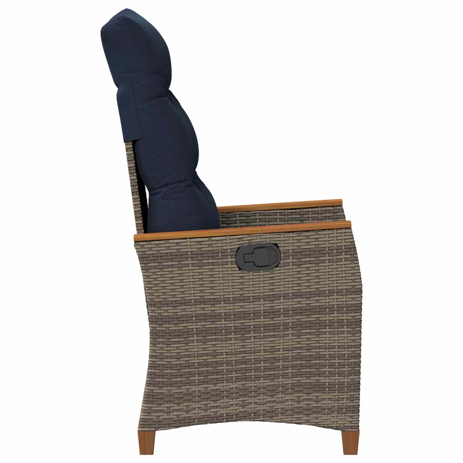 Verstelbare tuinstoel Grijs en Marineblauw 64 x 57,5 x 112 cm