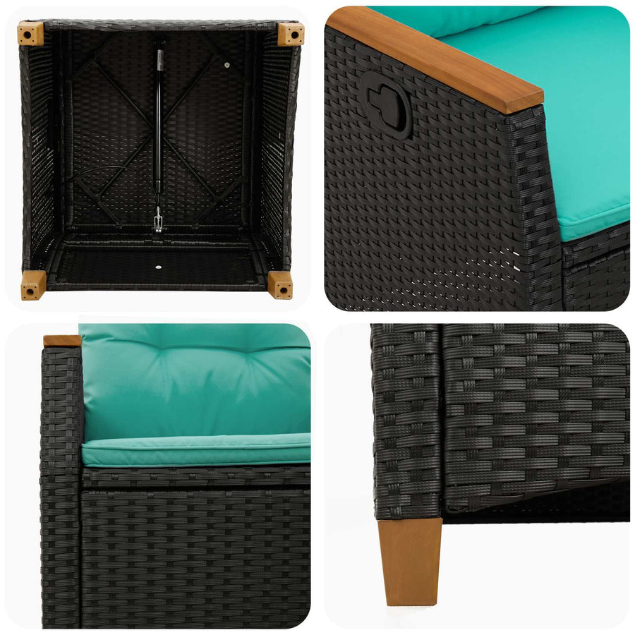 Verstelbare tuinstoel Zwart en Turquoise 64 x 57,5 x 112 cm