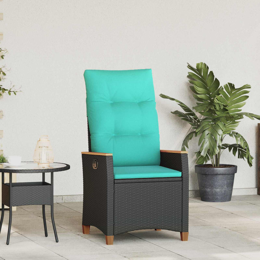 Verstelbare tuinstoel Zwart en Turquoise 64 x 57,5 x 112 cm