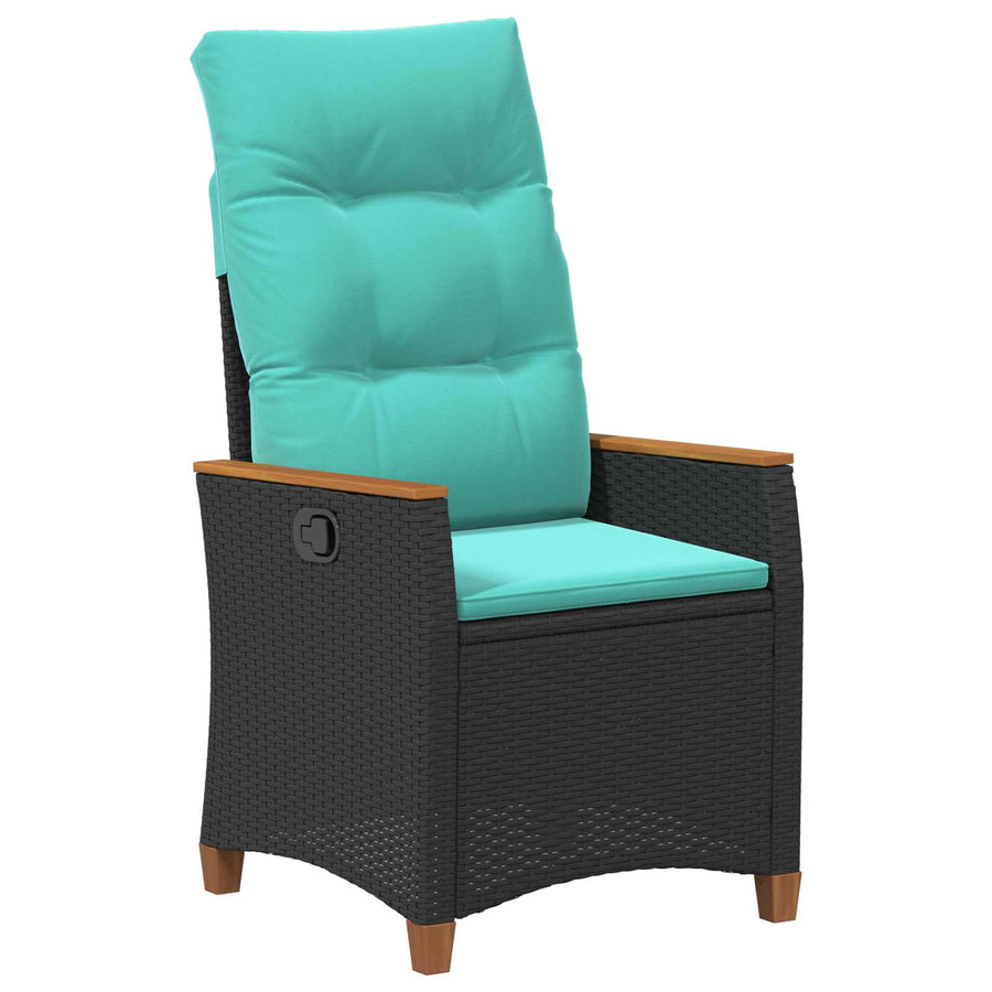 Verstelbare tuinstoel Zwart en Turquoise 64 x 57,5 x 112 cm
