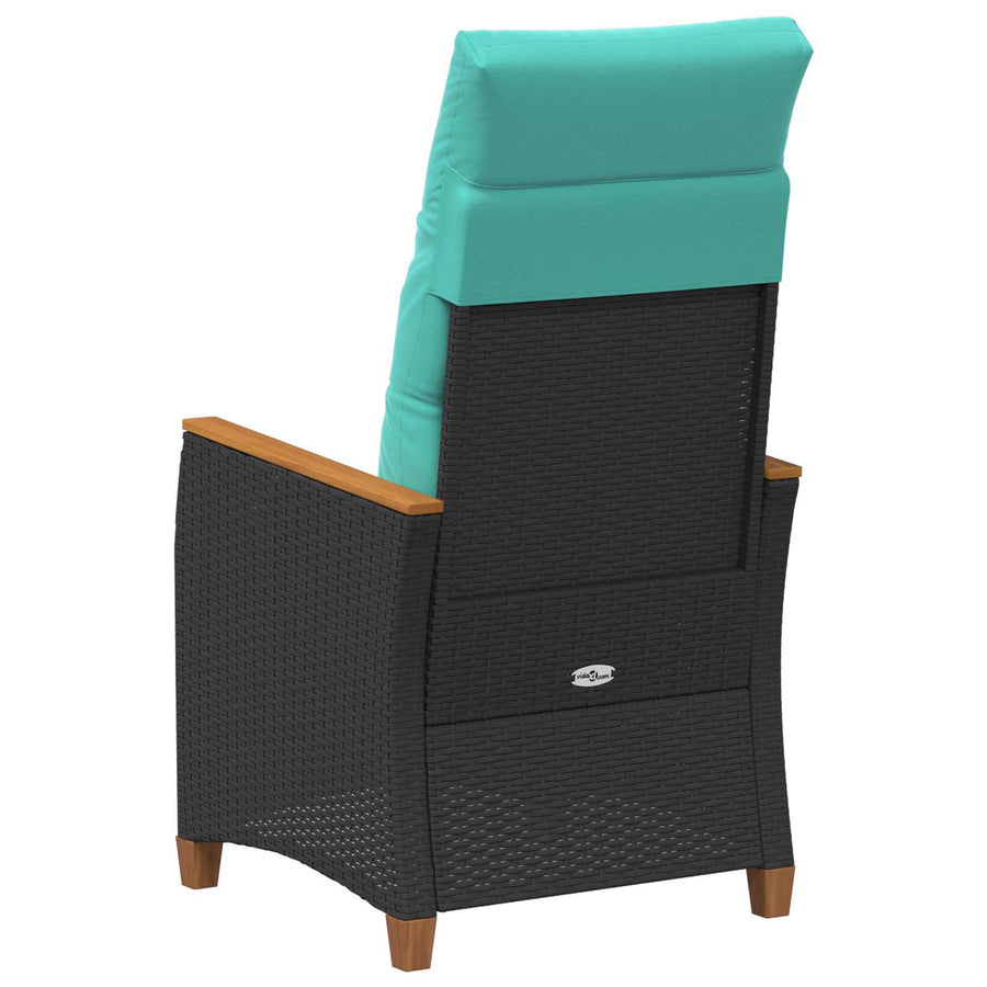 Verstelbare tuinstoel Zwart en Turquoise 64 x 57,5 x 112 cm